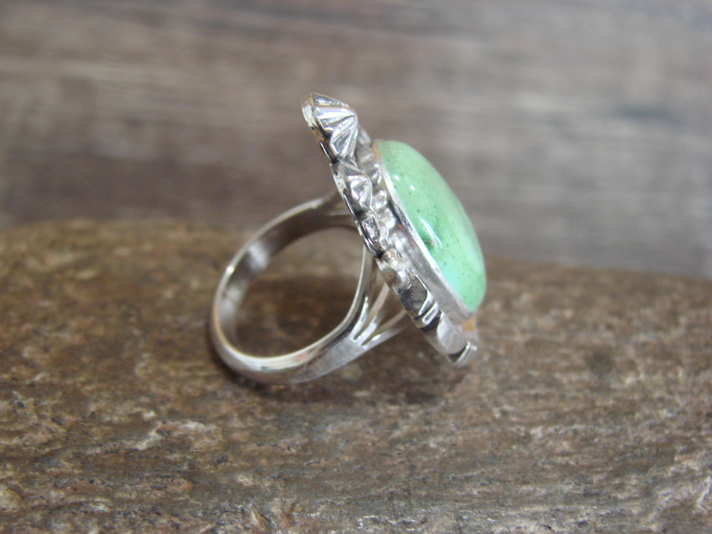 Native American Sterling Silver & Sonoran Turquoise Ring by Benally - Size 6