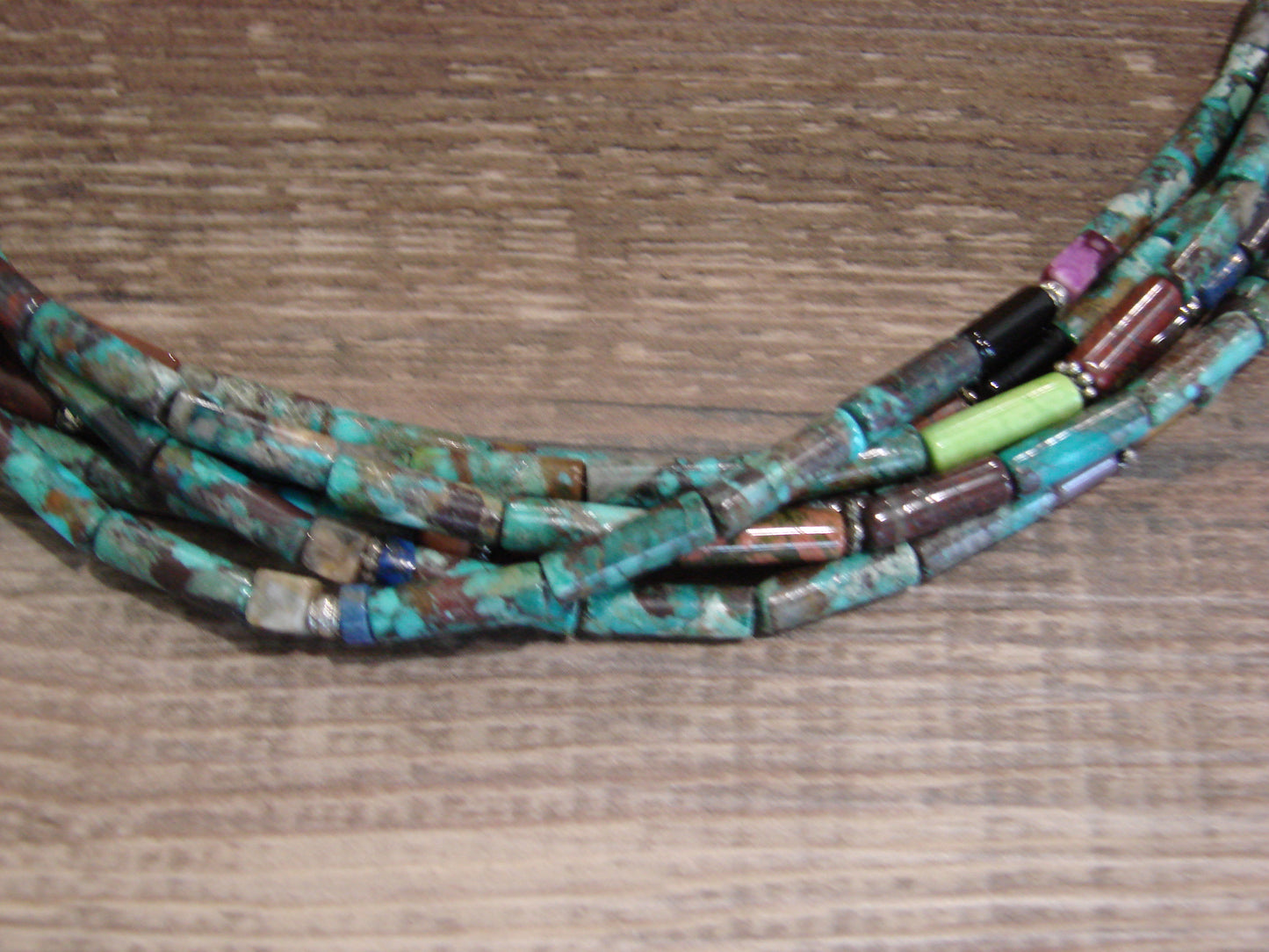 Native American Sterling Silver & Turquoise 30" Gemstone Necklace by Singer