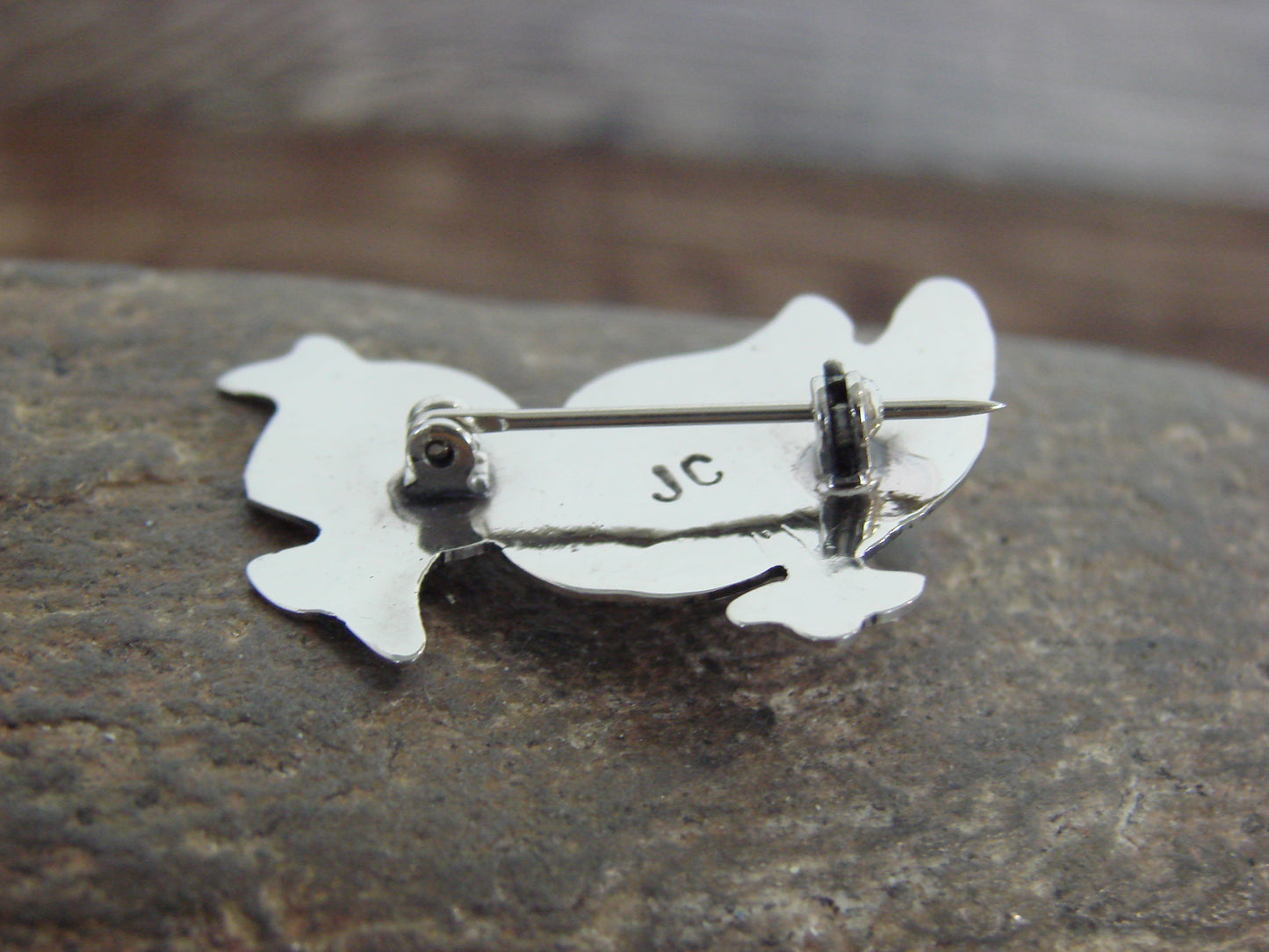 Native American Nickel Silver & Tiger Eye Duck Pin - Cleveland