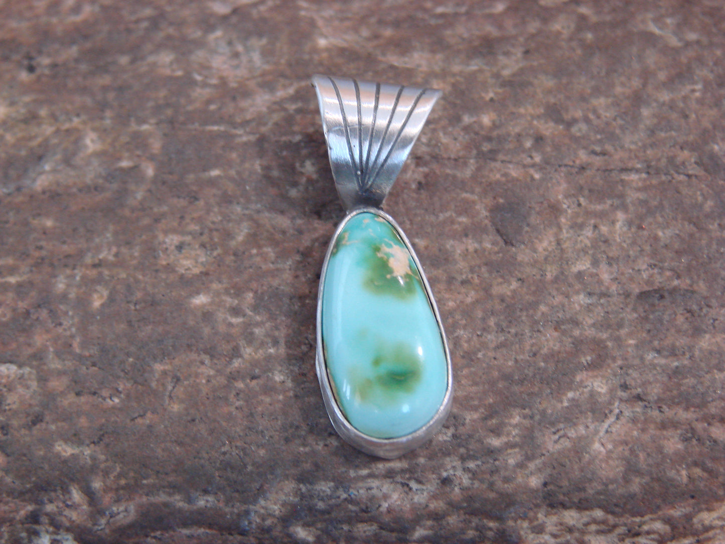Native American Sterling Silver & Sonoran Turquoise Pendant by Yellowhair