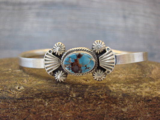 Small Native American Sterling Silver & Sonoran Turquoise Bracelet