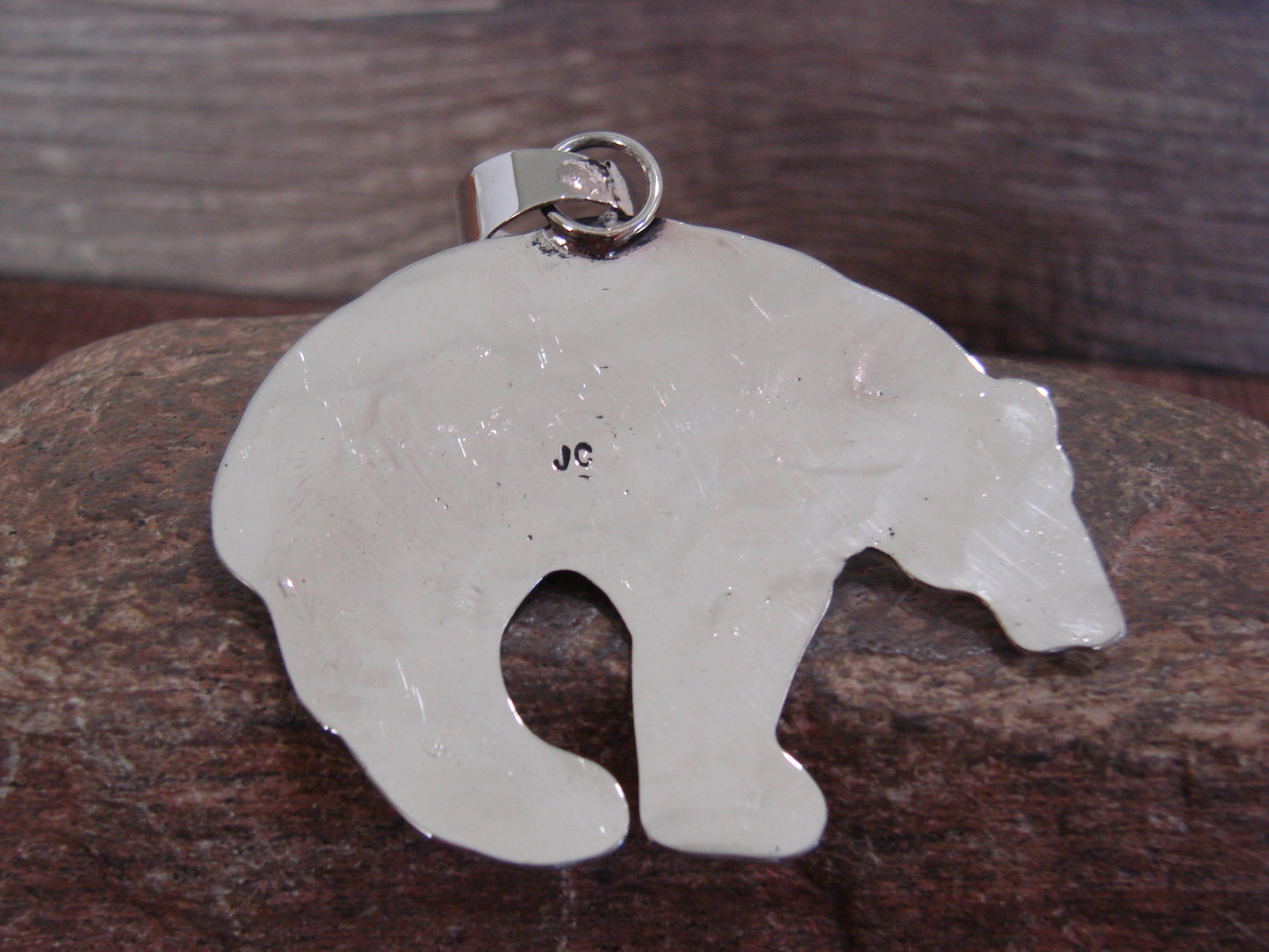 Native American Nickel Silver & Turquoise Bear Pendant - Cleveland