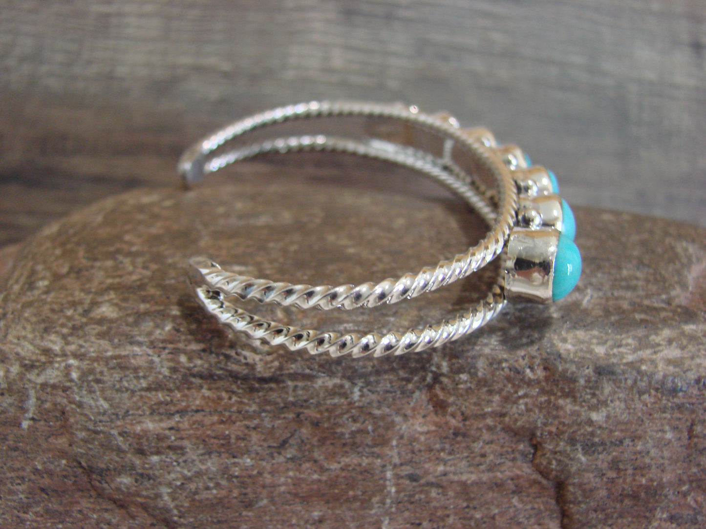 Native American Sterling Silver & Turquoise Row Bracelet by Jack