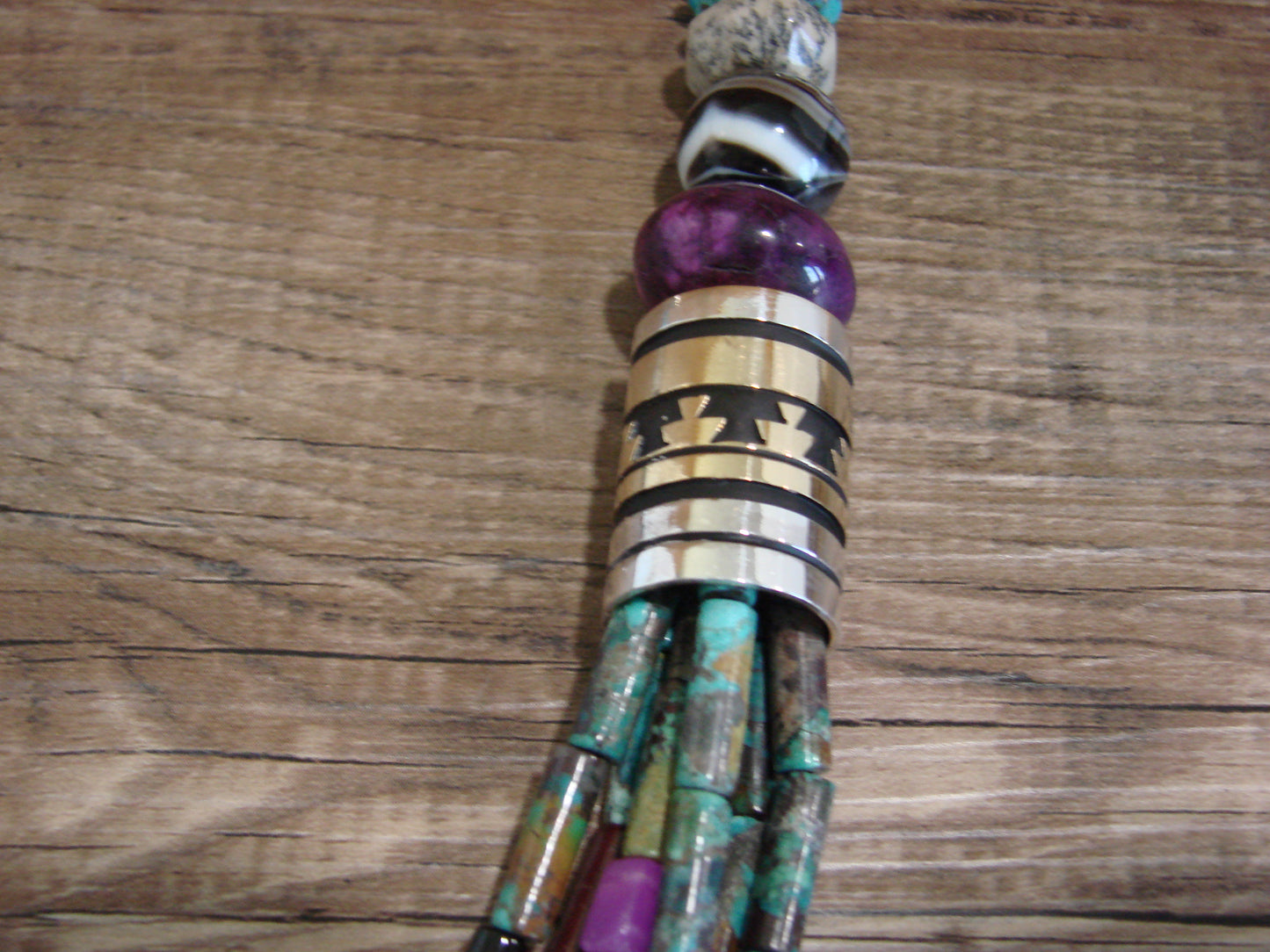 Native American Sterling Silver & Turquoise 30" Gemstone Necklace by Singer