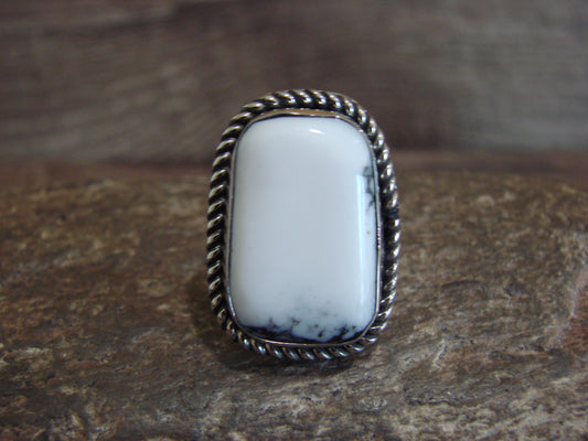 Native American Nickel Silver & Howlite Ring Size 7.5 - Cleveland