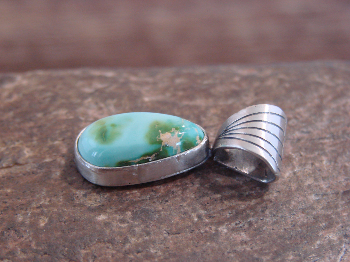 Native American Sterling Silver & Sonoran Turquoise Pendant by Yellowhair