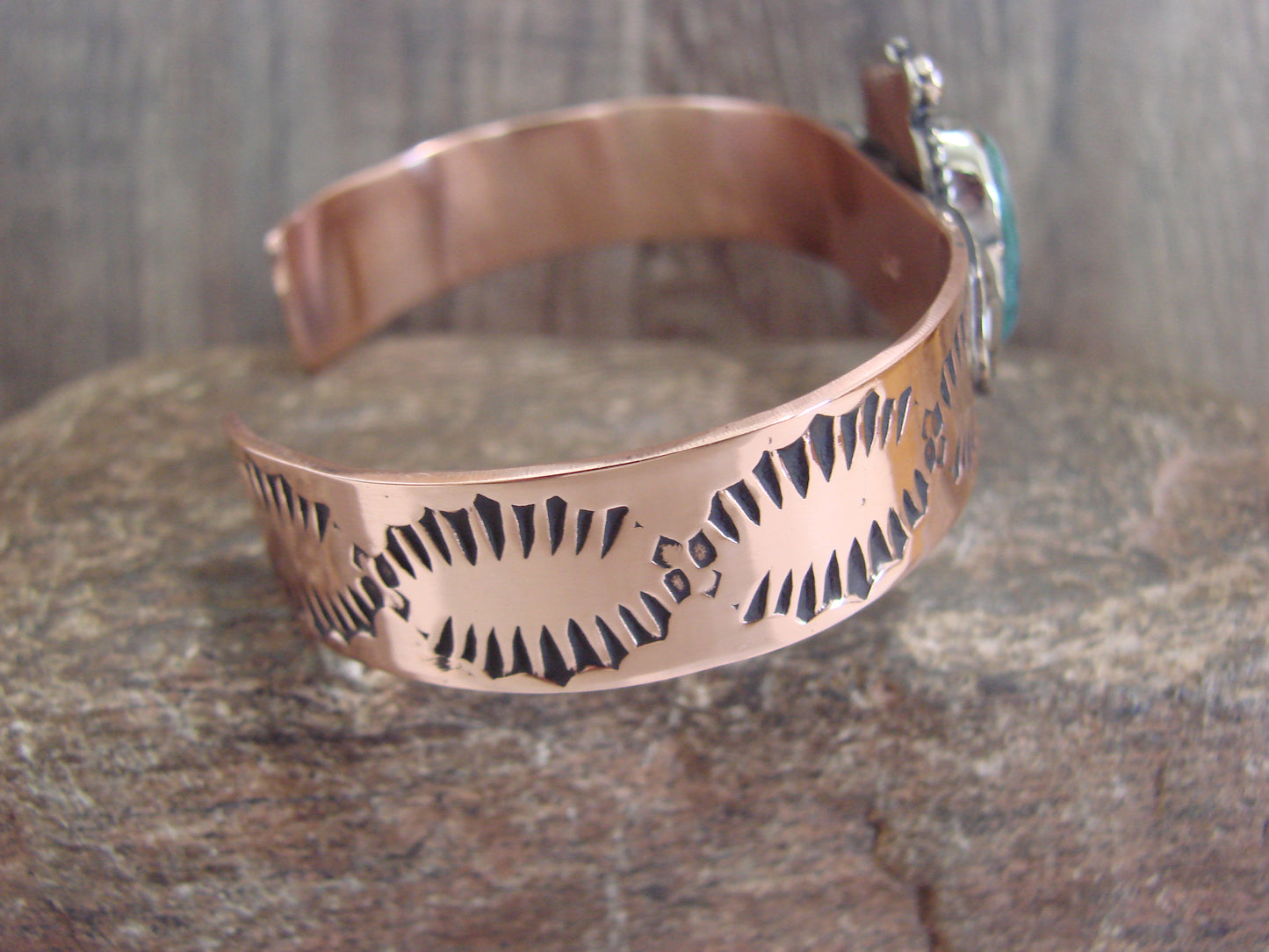 Native American Copper & Turquoise Bracelet by Cleveland