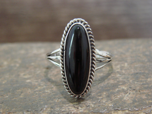 Native American Indian Sterling Silver Onyx Ring by Gordon Size - 9