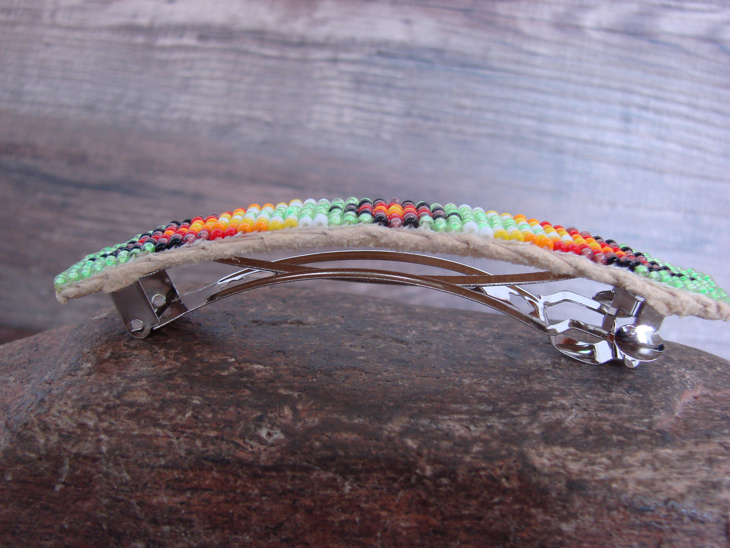 Native American Hand Beaded Hair Barrette by Cleveland