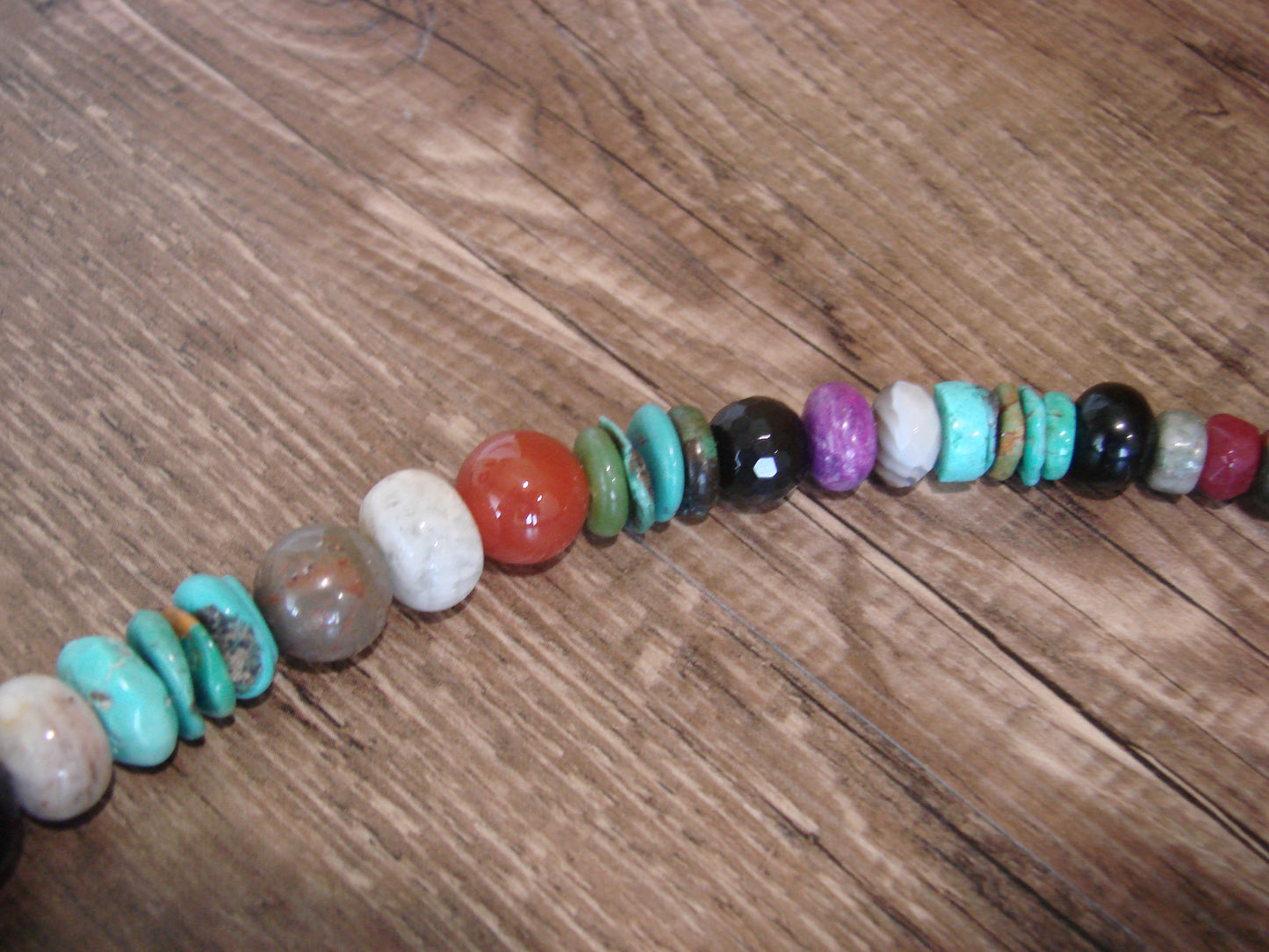 Native American Sterling Silver & Turquoise 30" Gemstone Necklace by Singer