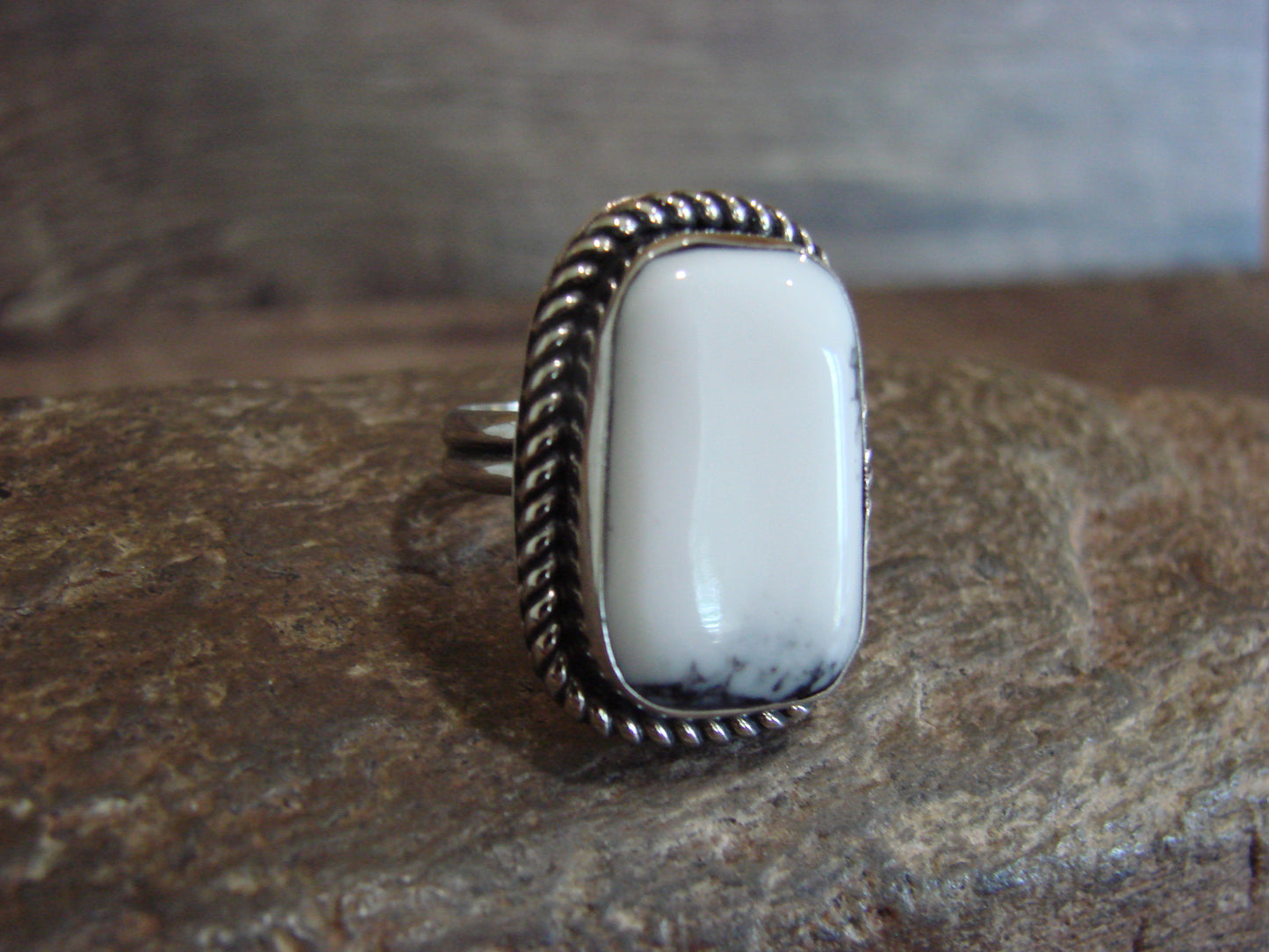 Native American Nickel Silver & Howlite Ring Size 7.5 - Cleveland