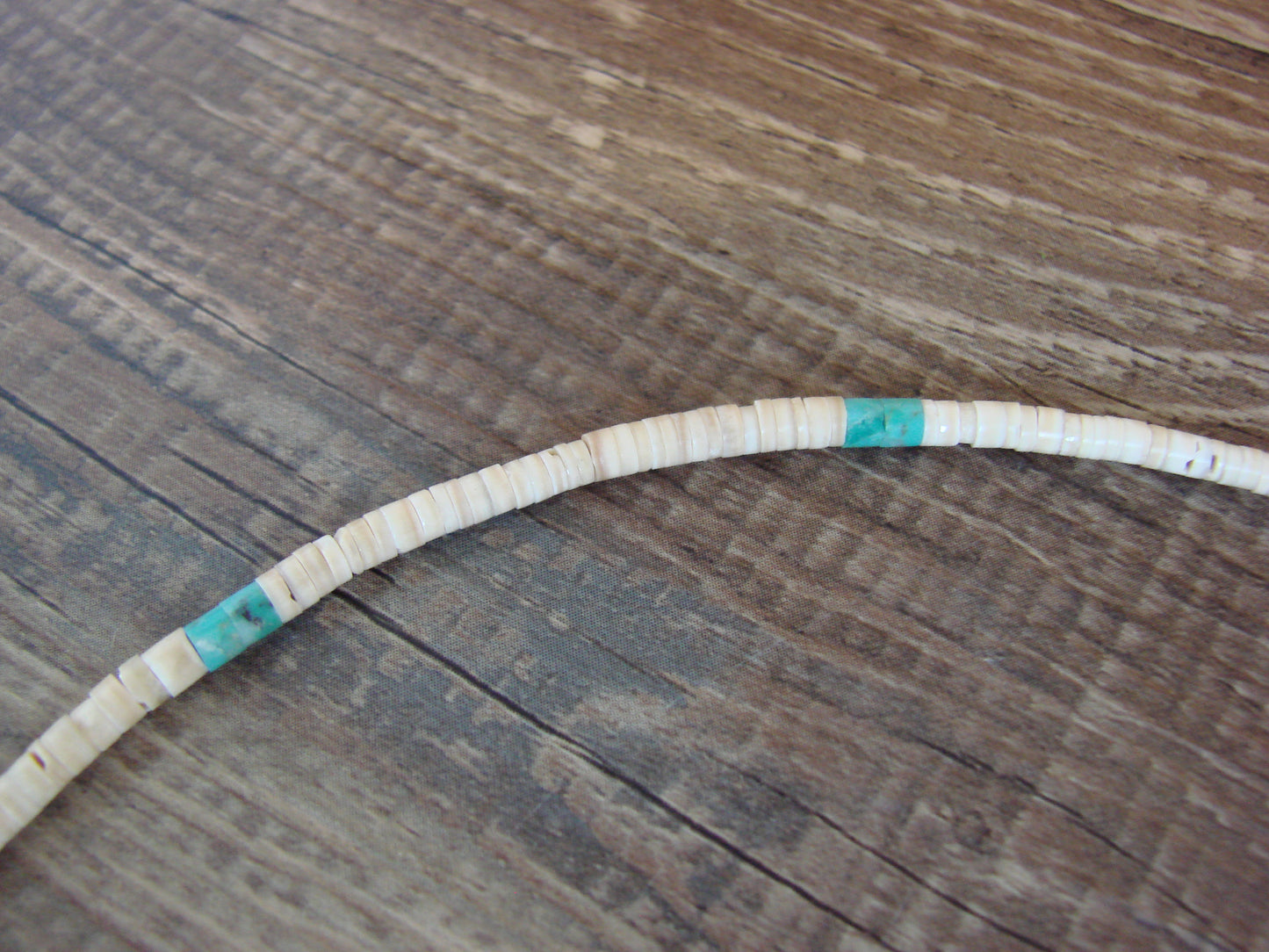 Native American 18" Santo Domingo Tortoise Shell Heishi Necklace - Crespin