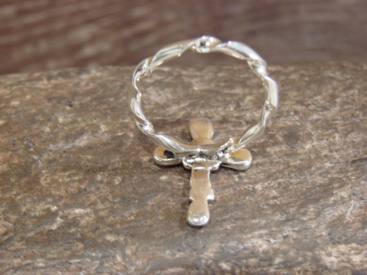 Native American Sterling Silver Turquoise Cross Ring - Size 9 - Vacit