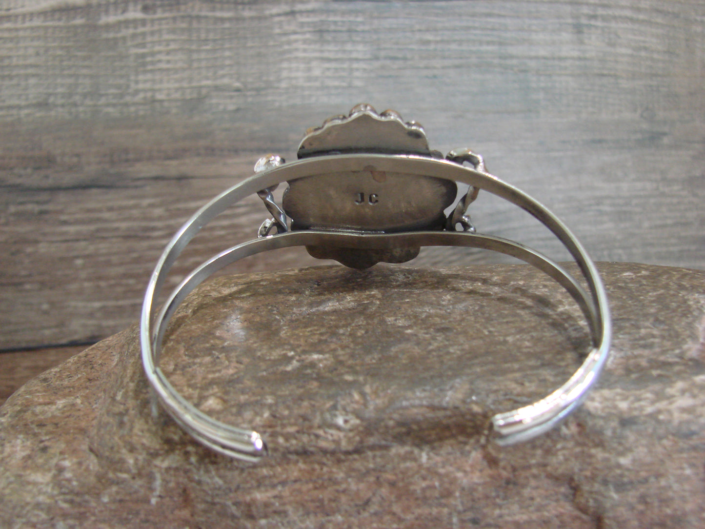 Native American Nickel Silver & Turquoise Bracelet by Cleveland