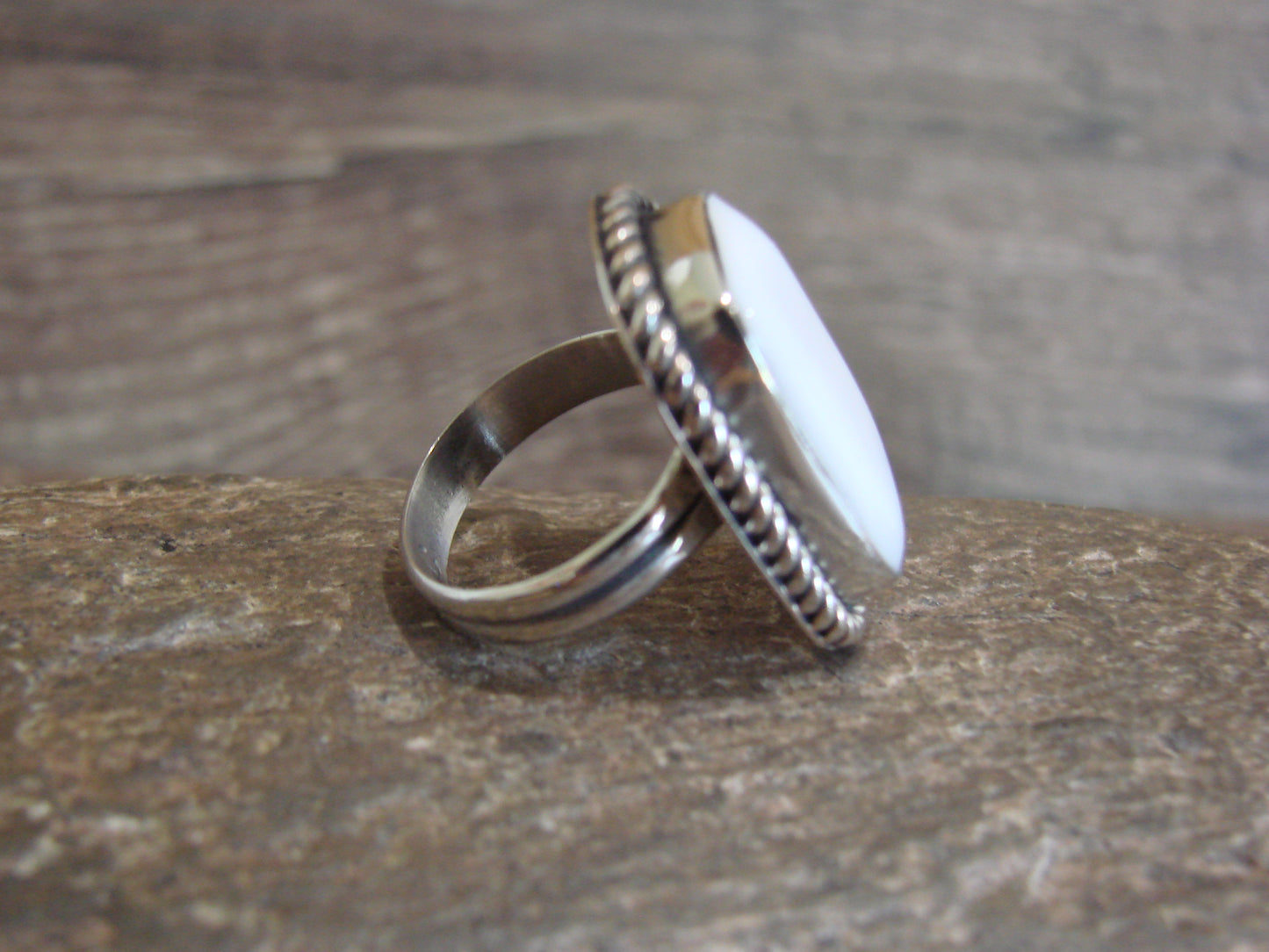Native American Nickel Silver & Howlite Ring Size 7.5 - Cleveland