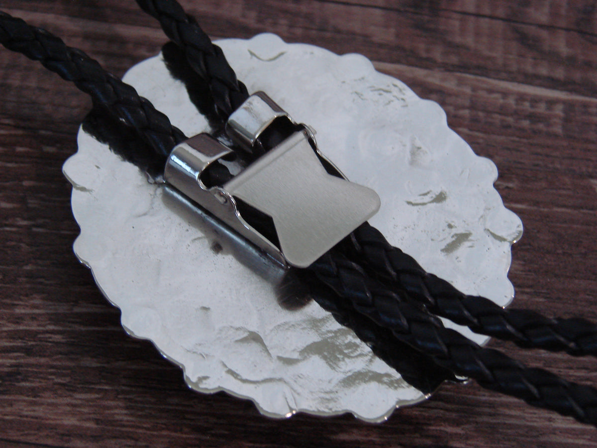 Native American Nickel Silver & Turquoise Bolo Tie - Cleveland