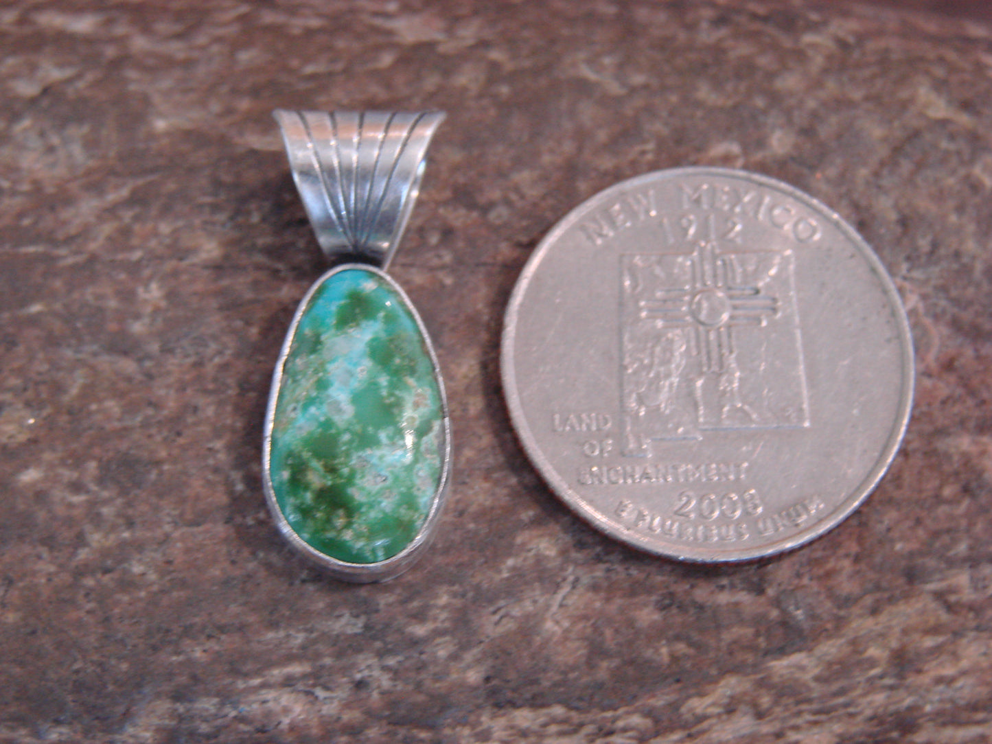 Native American Sterling Silver & Sonoran Turquoise Pendant by Yellowhair