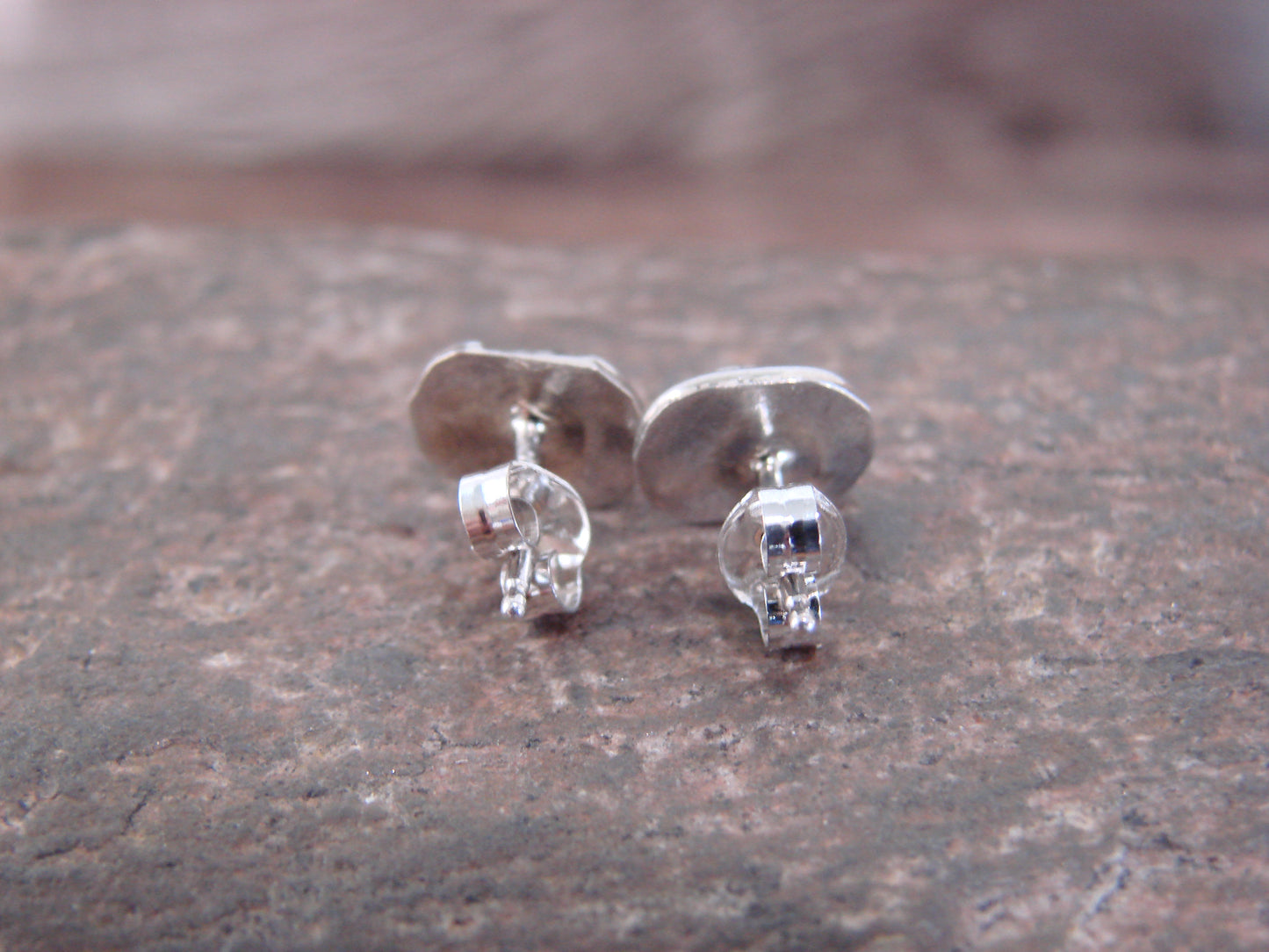 Native American Sterling Silver Handmade Lapis Stud Post Earrings - Spencer
