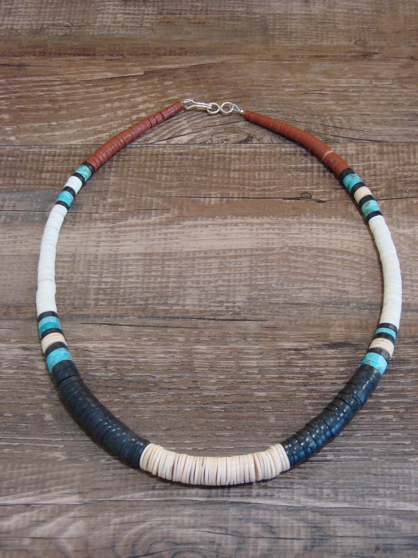 Native American 19" Santo Domingo Multi Stone Heishi Necklace - Crespin