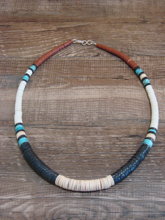 Native American 19" Santo Domingo Multi Stone Heishi Necklace - Crespin
