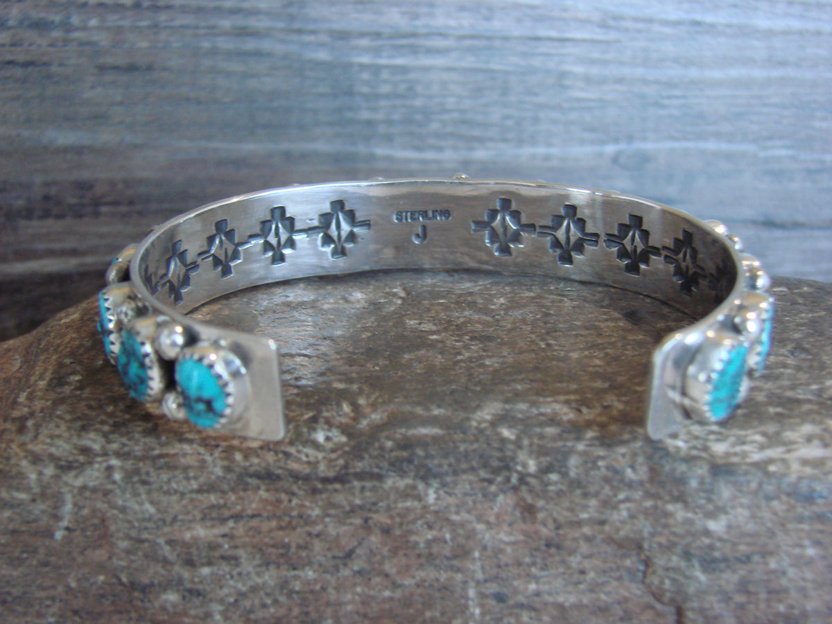 Native American Sterling Silver & Turquoise Row Bracelet by Jones