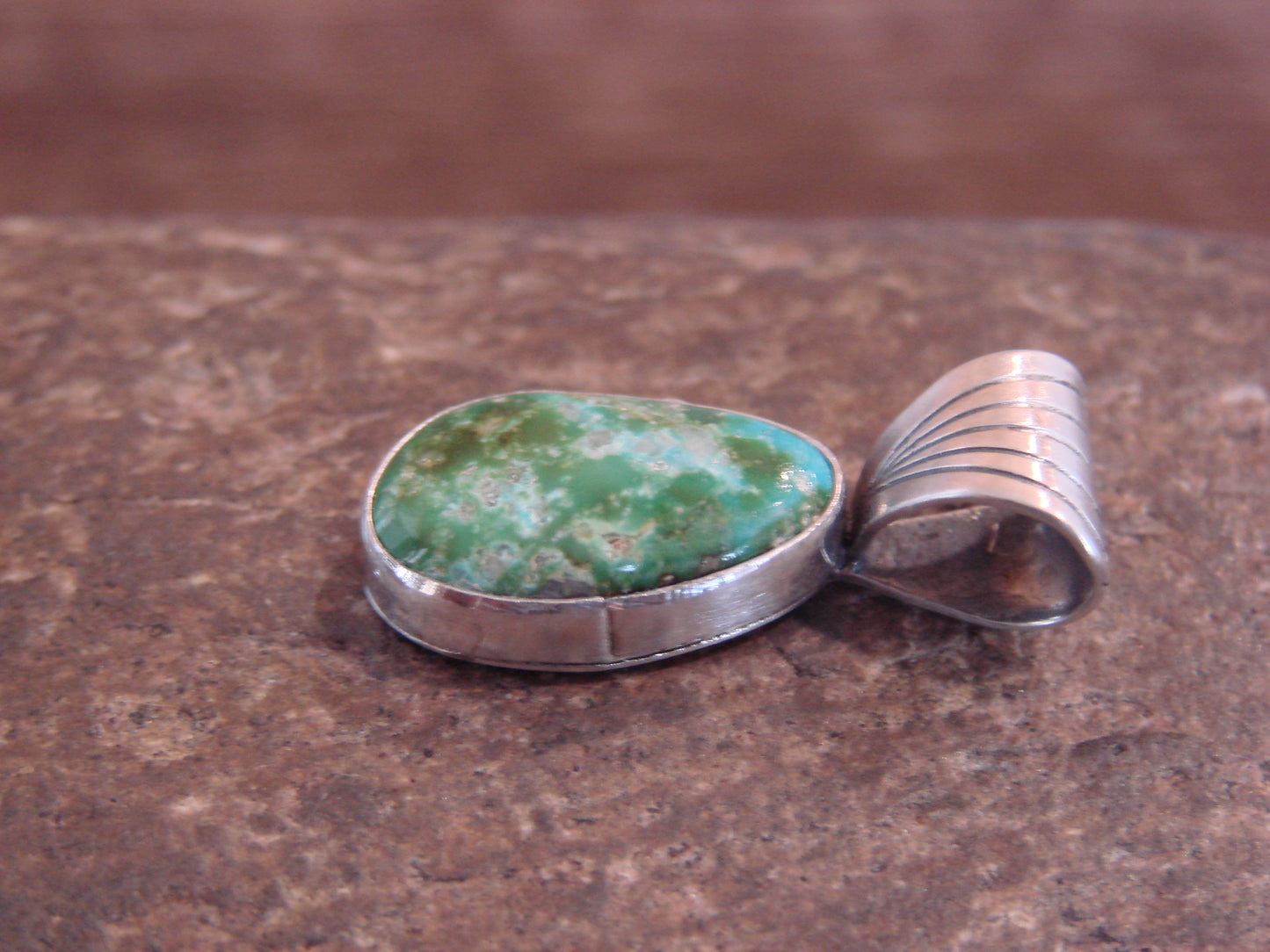 Native American Sterling Silver & Sonoran Turquoise Pendant by Yellowhair