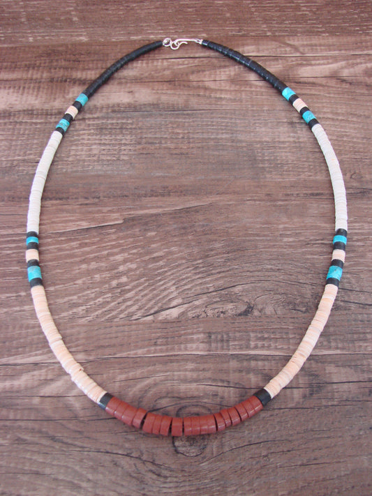 Native American 19" Santo Domingo Multi Stone Heishi Necklace - Crespin