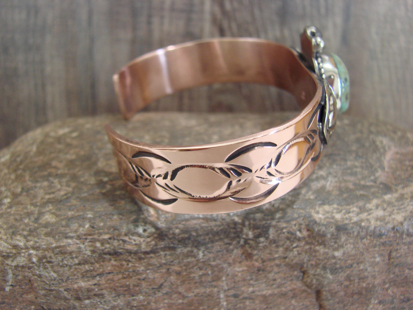 Native American Copper & Turquoise Bracelet by Cleveland