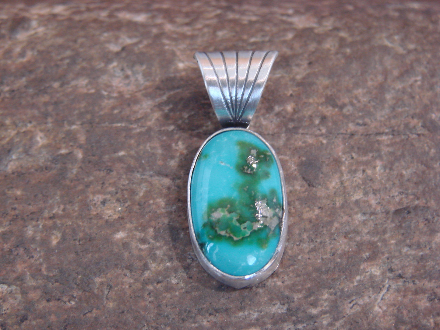 Native American Sterling Silver & Sonoran Turquoise Pendant by Yellowhair