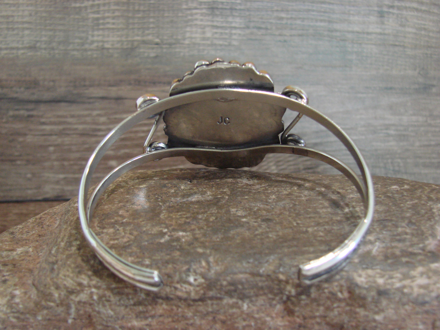 Native American Nickel Silver & Turquoise Bracelet by Cleveland