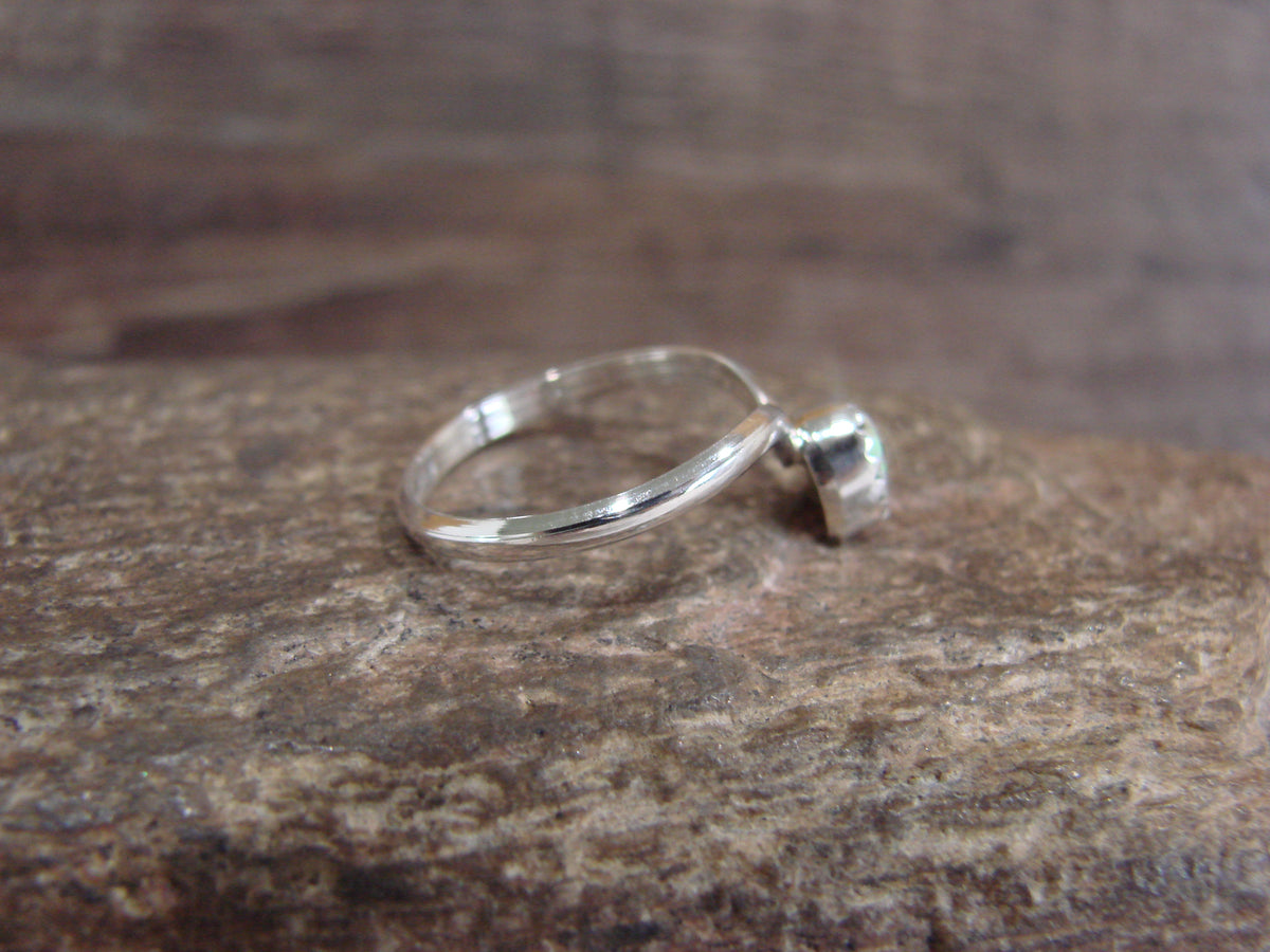 Native American Sterling Silver & White Opal Ring - Size 9 - Largo