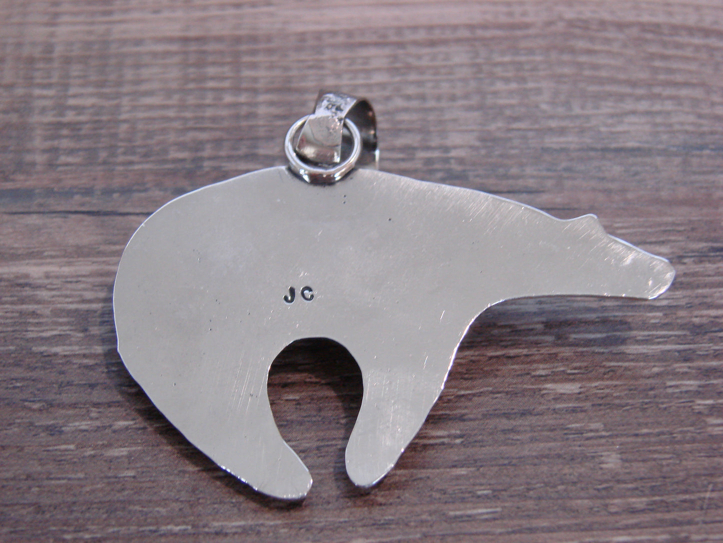 Native American Nickel Silver & Turquoise Bear Pendant - Cleveland