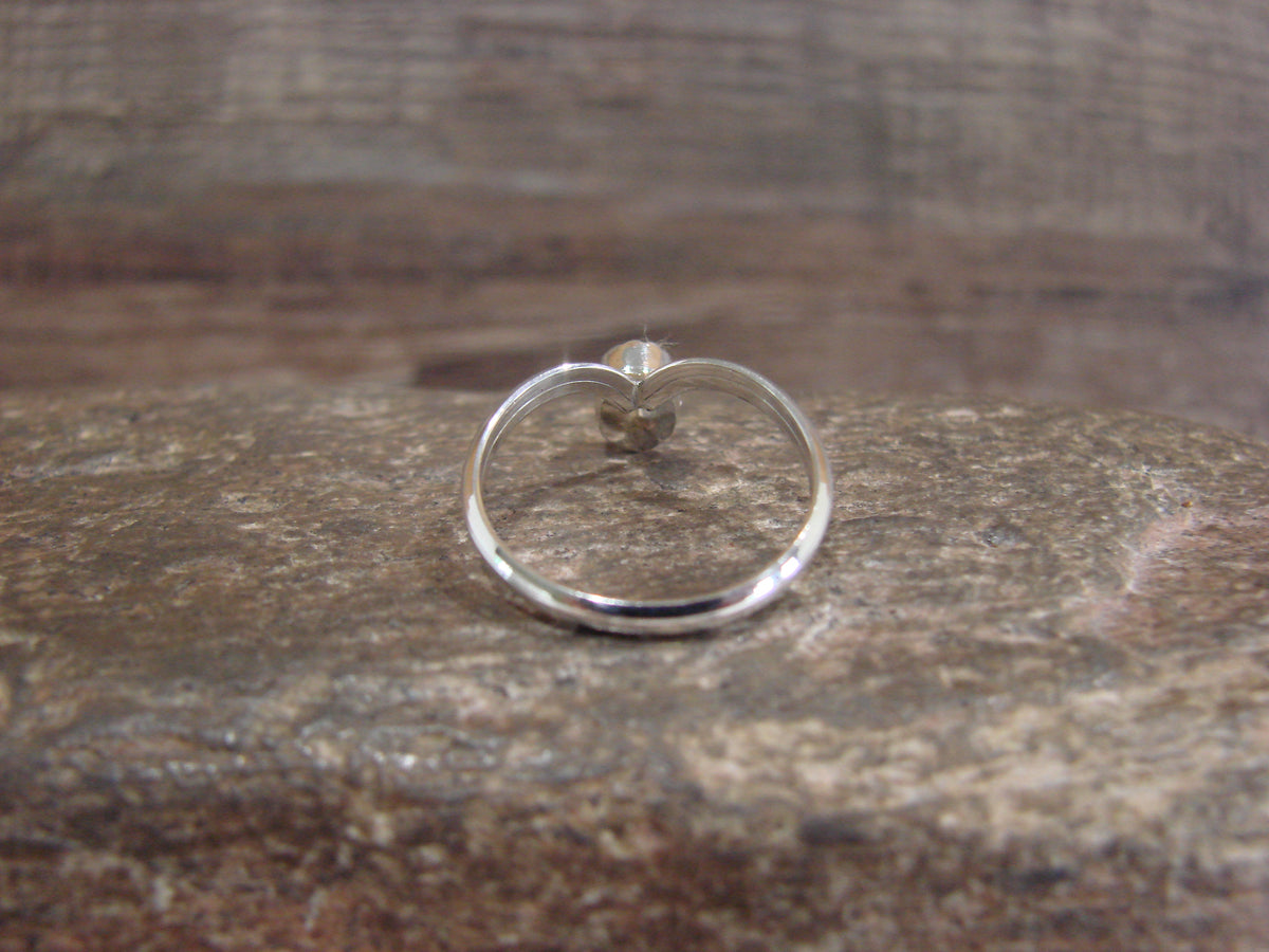 Native American Sterling Silver & White Opal Ring - Size 9 - Largo