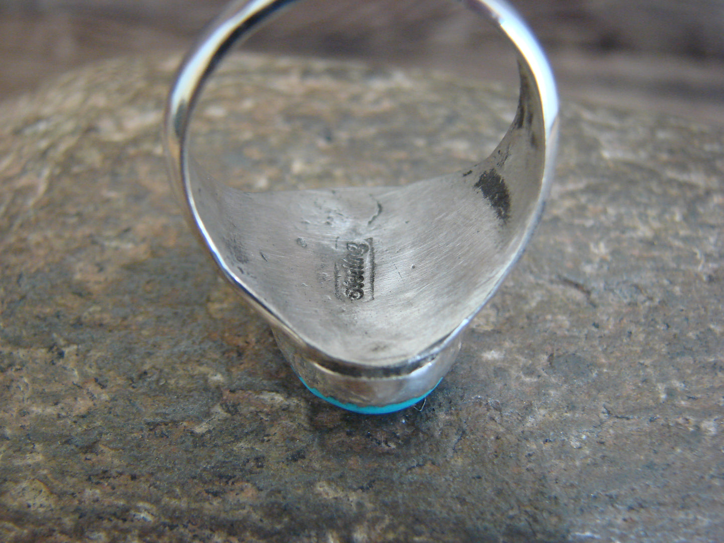 Native American Sterling Silver & Turquoise Ring by Bekis - Size 10