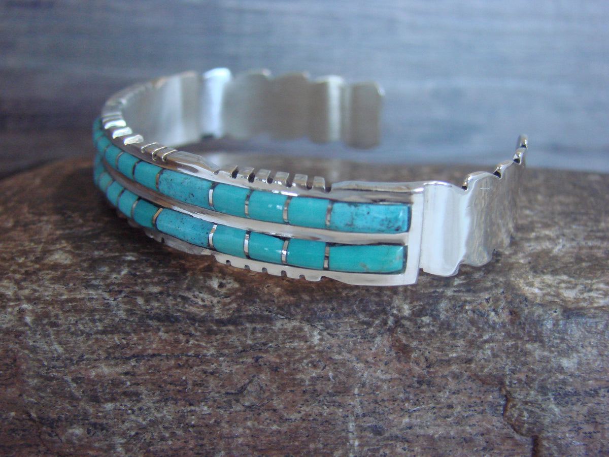 Native American Sterling Silver & Turquoise Row Bracelet by Lalio