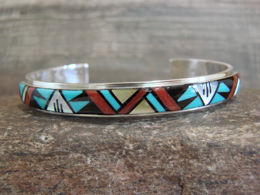 Native American Sterling Silver Multi Stone Inlay Bracelet by Eriacho