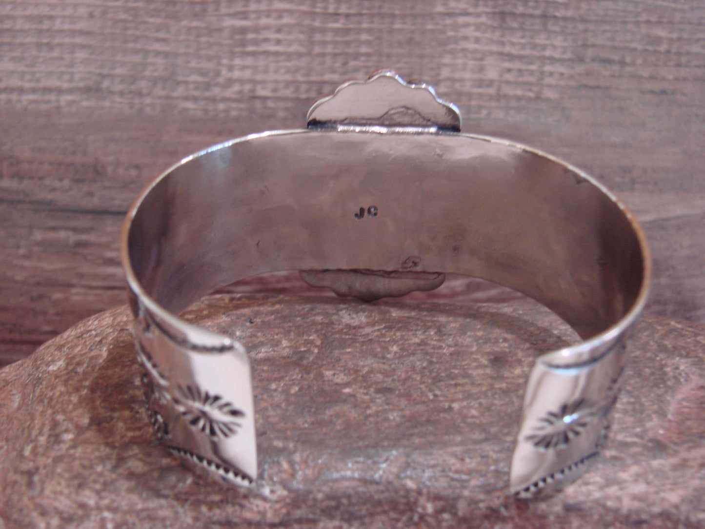 Native American Nickel Silver & Turquoise Bracelet by Cleveland