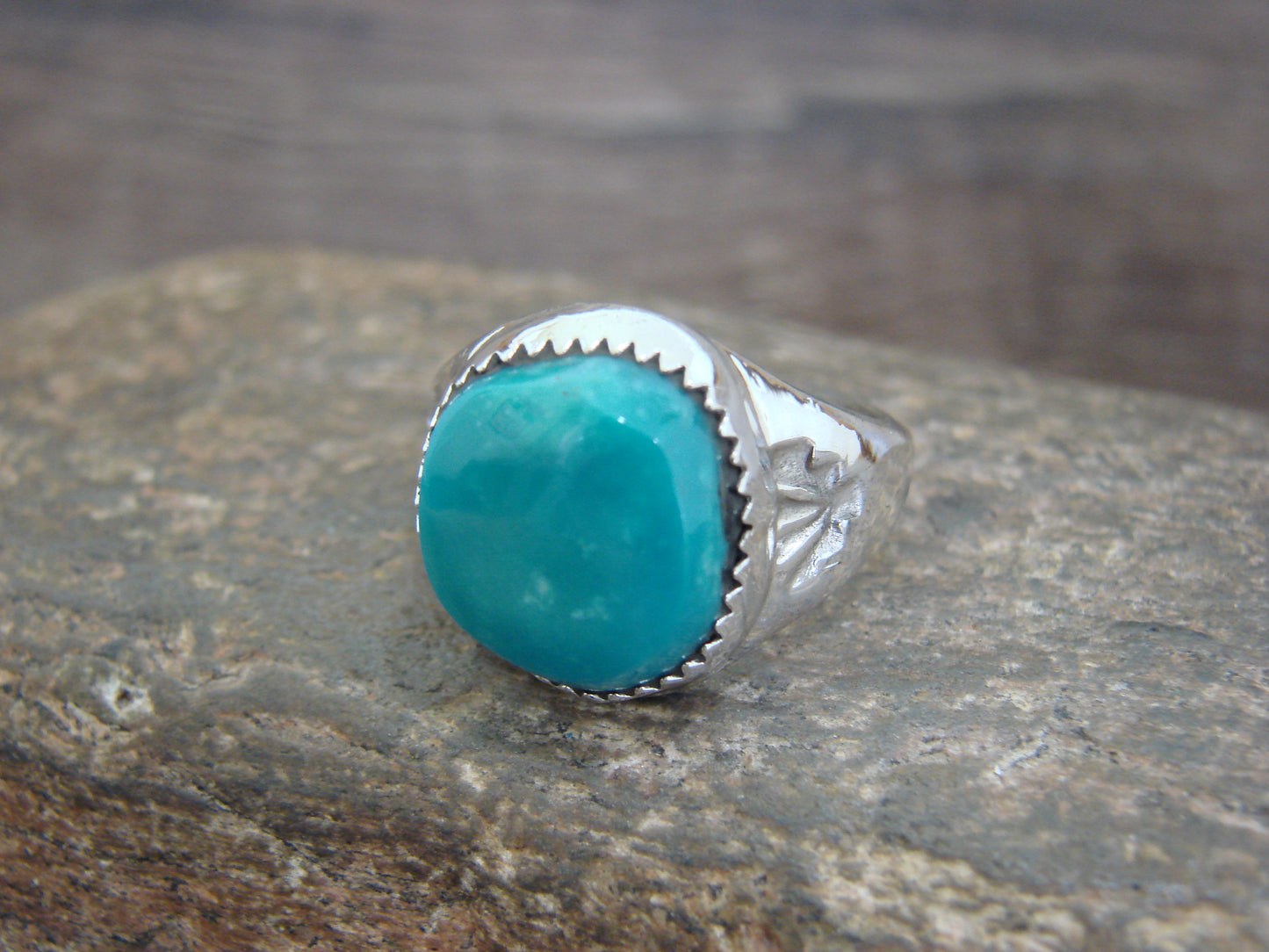 Native American Sterling Silver & Turquoise Ring by Bekis - Size 10