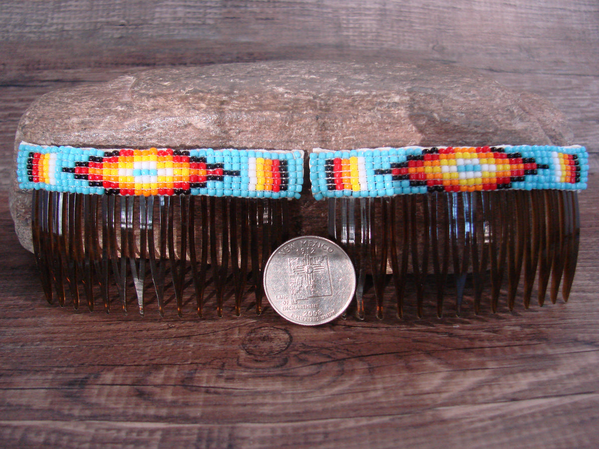 Native American Hand Beaded Hair Comb Set by Cleveland