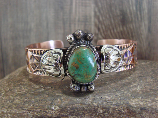 Native American Copper & Turquoise Bracelet by Cleveland