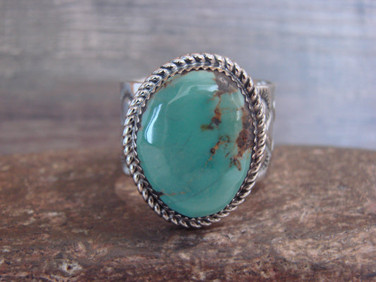Native American Nickel Silver & Turquoise Scarf Ring by Cleveland