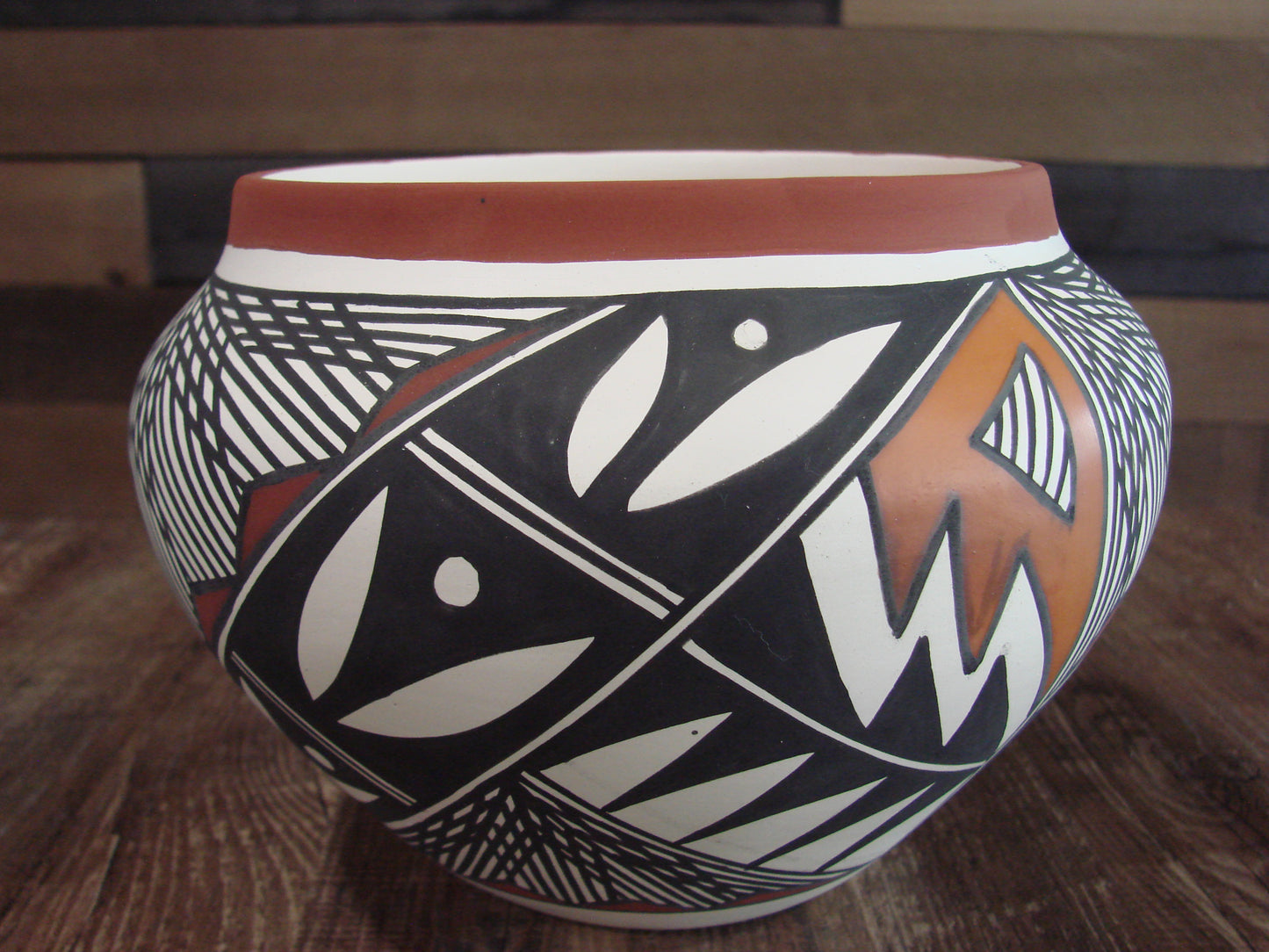 Native American Acoma Fine Line Hand Painted Pottery by C Yaz