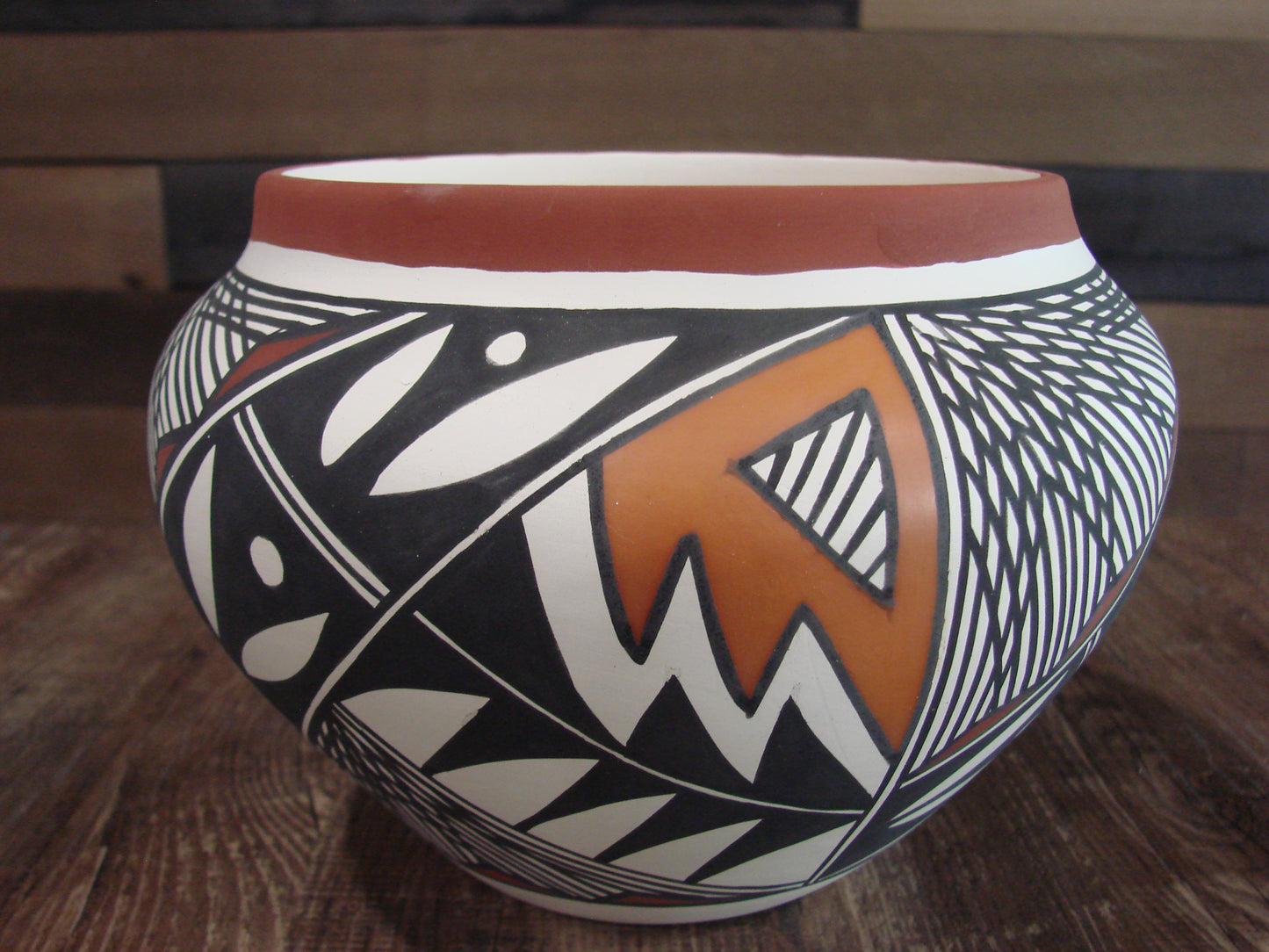 Native American Acoma Fine Line Hand Painted Pottery by C Yaz