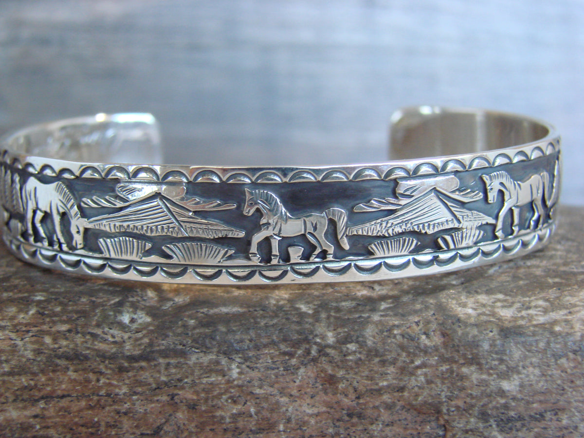 Native American Sterling Silver Horse Bracelet by Delgarito