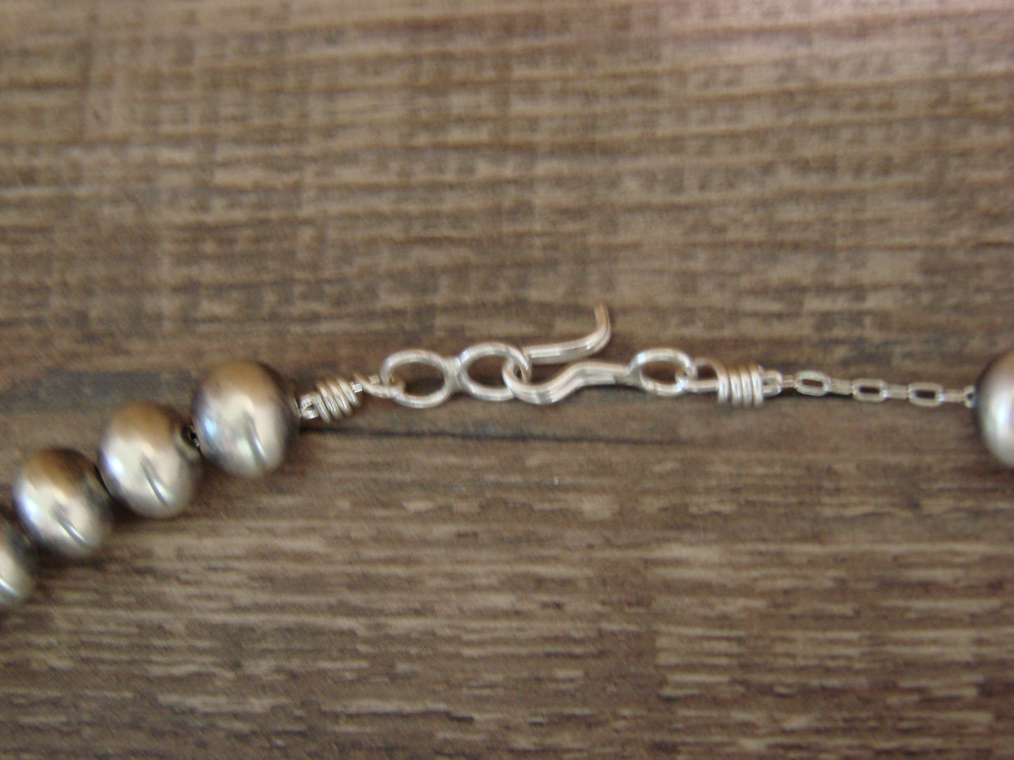 Native American 21" Sterling Silver & Turquoise Navajo Pearl Necklace By Tom Lewis