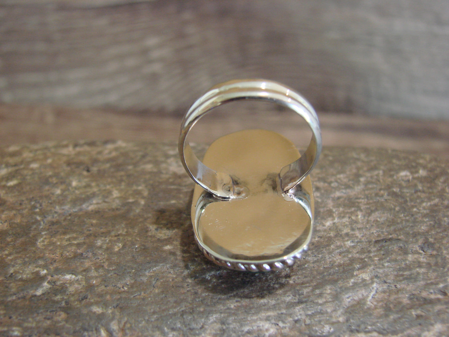 Native American Nickel Silver & Green Howlite Ring Size 6.5 - Cleveland