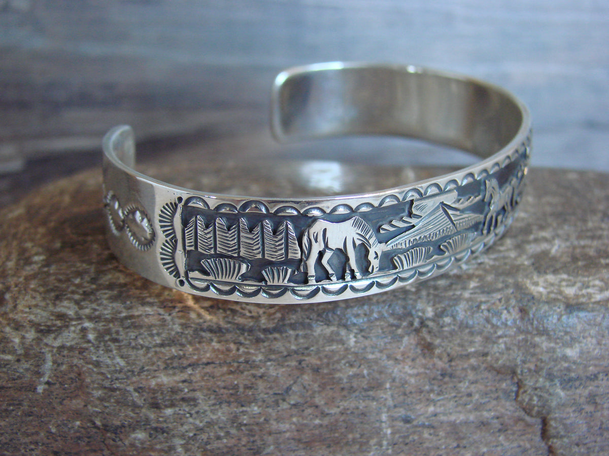 Native American Sterling Silver Horse Bracelet by Delgarito