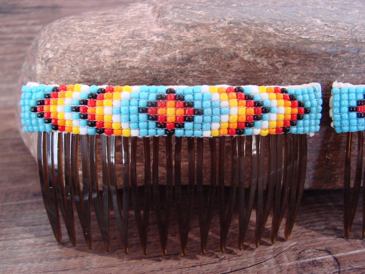 Native American Hand Beaded Hair Comb Set by Cleveland
