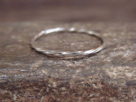 Native American Sterling Silver Ring Band by Tsosie - Size 7