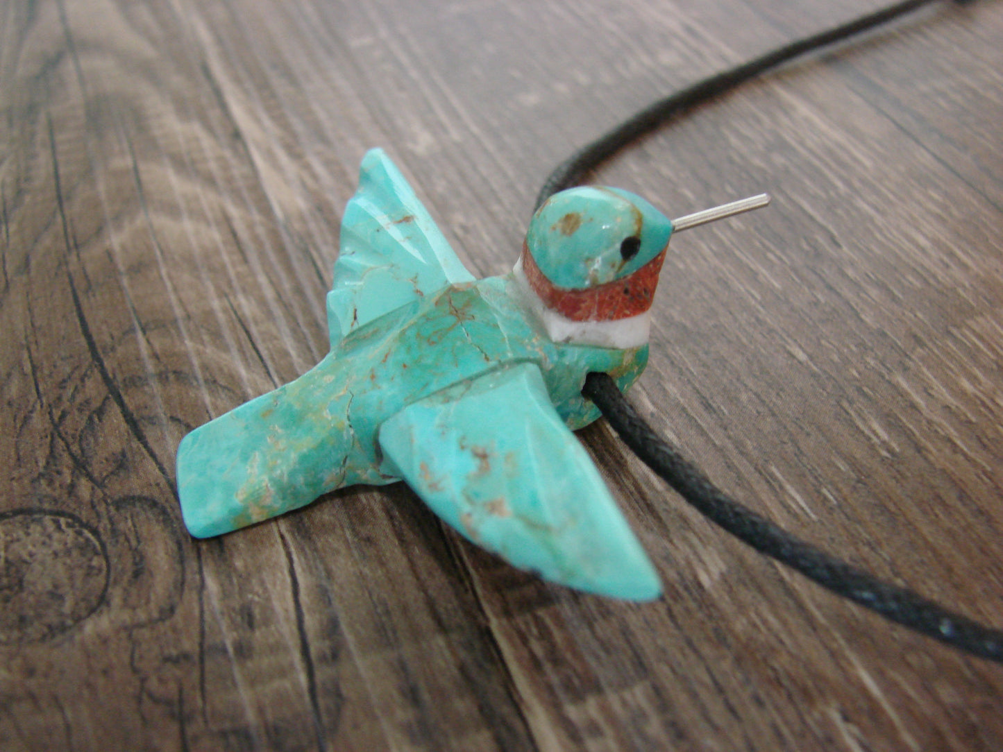 Hand Carved Turquoise Hummingbird Fetish Necklace Matt Mitchell